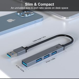 TOTU USB Hub, USB Multiport Adapter, 4-Port USB 3.0 Hub, Ultra-Slim Multi USB Splitter for Laptop, Xbox, Flash Drive, Console, HDD, Printer, Camera, Keyborad, Mouse, and etc.