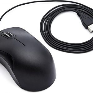 Basics 3-Button USB Wired Mouse – Standard, Black