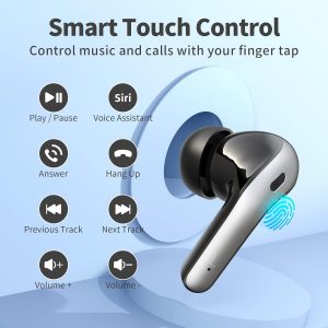 TAGRY Bluetooth Headphones True Wireless Earbuds 60H Playback LED Power Display Earphones with Wireless Charging Case IPX5 Waterproof in-Ear Earbuds with Mic for TV Smart Phone Laptop Computer Sports